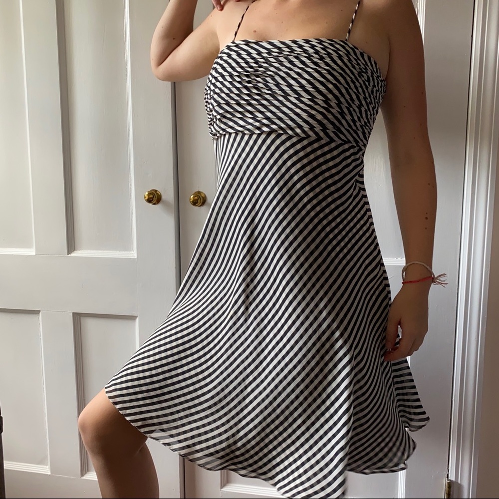 Kay Unger Black & White Striped Dress